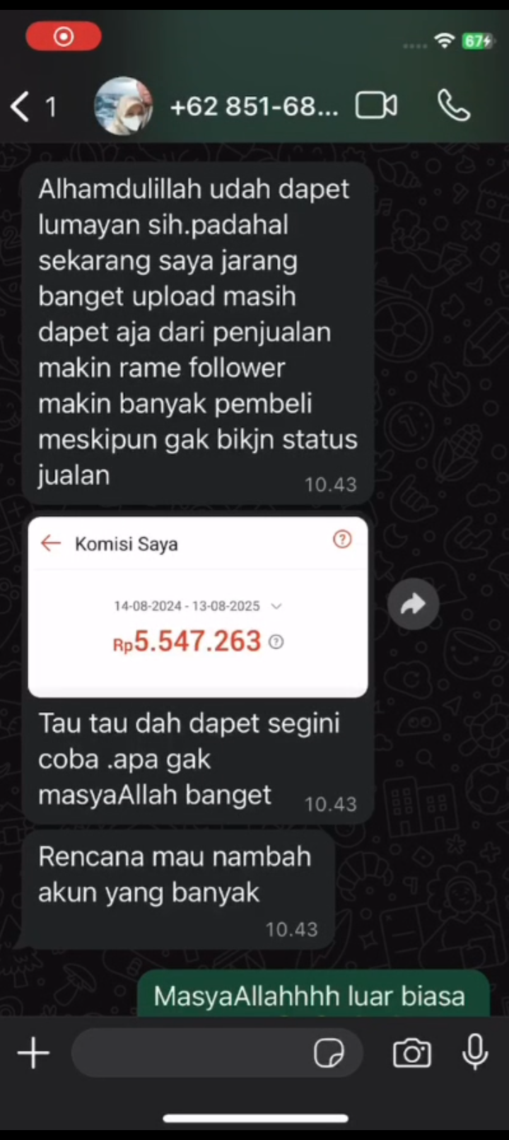 Bukti Dashboard Komisi